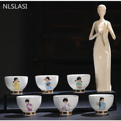 6 pcs Chinese ceramic tea cups Hand Painted blue and white Tea set porcelain tea bowl tea cup wine set accessories Chinese gift