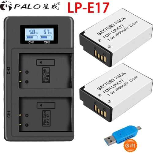 Palo LP-E17 LPE17 LP E17 Battery 1800mAh + usb smart Fast Charger for Canon EOS 200D M3 M6 750D 760D T6i T6s 800D 8000D etc