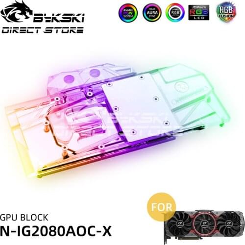 Bykski ARGB GPU Block Water Block For RTX 2080 Advanced OC V3 Video Cards Block Cooler PC Watercooling VGA block N-IG2080AOC-X