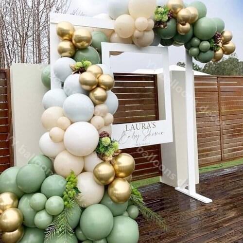 DIY Retro Green Skin Macaroon White Balloon Garland Arch Kit Wedding Party Balloons Backdrop Birthday Baby Shower Party Decor