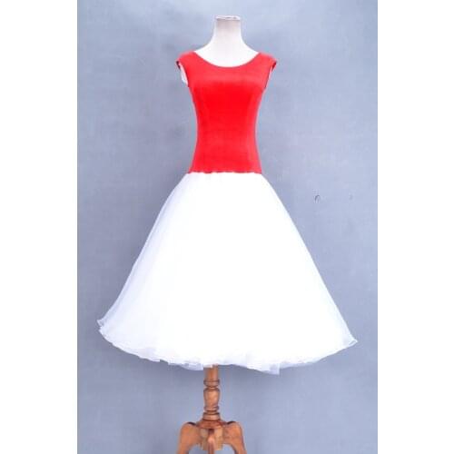 Exotic dance - dig back four layer large swing skirt with modern dance Bra velvet dress W15026