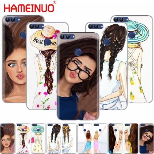 HAMEINUO Girls Brunette Blonde Best Friends cell phone Cover Case for huawei Honor Y5 7C Y625 Y635 Y6 Y7 Y9 2017 2018 Prime PRO