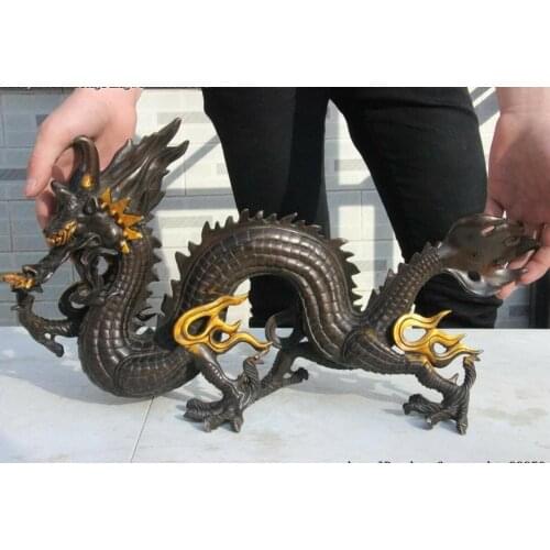 China Bronze Copper Fengshui Zodiac Year Auspicious lucky Dragon Dragons statue