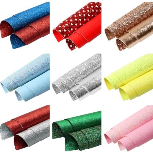 Sequins Faux Leather Sheets Double-side Printed Lychee Printed For Bow-knot Bags Wallet Earring Scrapbook DIY,1Yc20415