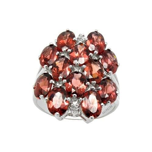 Fashion 925 Silver Flower Rings for Party 4mm*5mm Natural Garnet Ring Sterling Silver Garnet Jewelry Gift for Woman