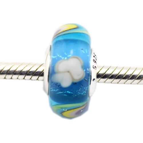 Fashion Jewelry Making Iridescent Rainbow Charm Murano Glass Sterling Silver Beads For Woman Fits Original 925 Silver Bracelets