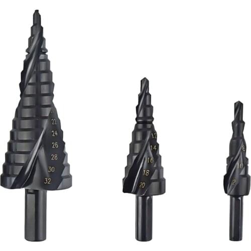3PCS 4-12/20/32MM HSS Cobalt Step Drill Bit Set Nitrogen High Speed Steel Spiral For Metal Cone Triangle Shank Hole Cutter