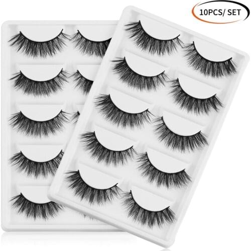 10 pairs Natural Long Eyelashes Makeup False Eyelashes Soft 3D Mink Lashes Wispy Fluffy Mink Eyelashes Eye Makeup Tools