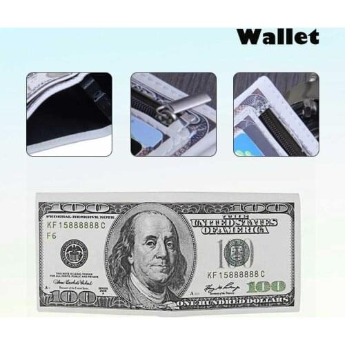 New US Dollar Bill Wallet Brown Leather Wallet Bifold Credit Card Photo Mens Wallets 100$ Coin Holder