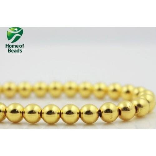 New Arrival Color Plated Hematite Round Loose Gold Silver Color Rose Gold Beads 6MM For DIY Jewelry (50 Pieces/lot) CPHB1007