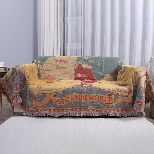 130*180cm Chair Blanket World Map Design Soft Cotton Throw Rug Couch Lounge Skin-friendly Bed Sheet Home Supplie skin-friendly