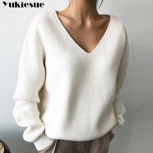 Autumn Winter long sleeve Womens Knitwear sexy V-Neck pullovers Minimalist Tops Korean Irregular Hem Knitted Casual Sweaters