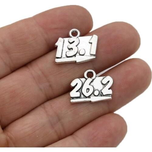 JAKONGO Silver Plated Marathon Charms Pendants for Jewelry Making Bracelet DIY Accessories 15x19mm 15pcs