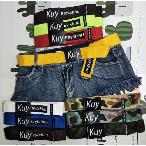 New Summer Female Casual Metal Buckle Wide Belts Men Jeans Belt Woman Ladies Nylon Straps Ceinture Black Red