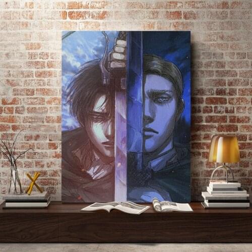 Shingeki No Kyojin Levi Erwin Smith Canvas Wall Art Decoration Poster Prints for Living Room Home Bedroom Decor Painting