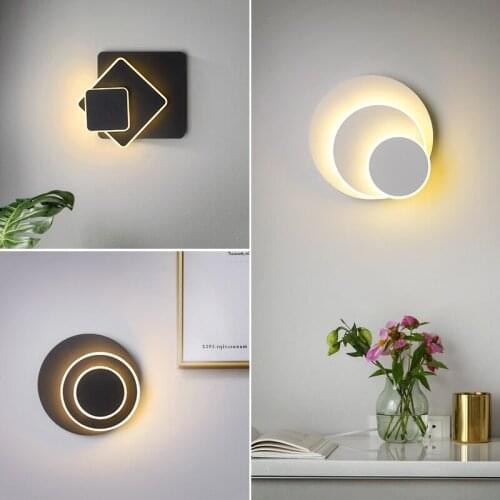 Bedroom iron modern bedside lamp creative personality balck and white living room LED corridor decorative wall lights