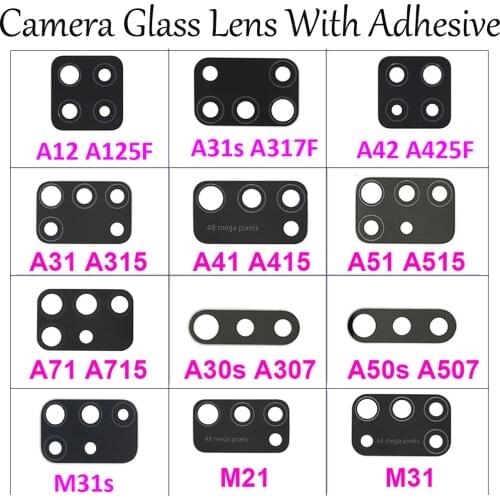 2pcs. Back Camera Glass Lens With Glue Adhesive For Samsung Galaxy A21S A51 A515F A71 A715F A31 A315F A41 M21 M31 Note 20 Ultra
