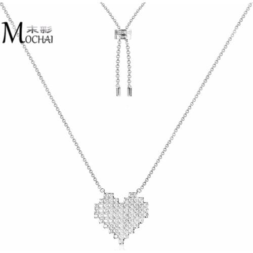 Trendy New Inlaid Zircon Heart-Shaped Necklace Can Adjust The Fashion Avant-Garde Temperament For Women ZK50