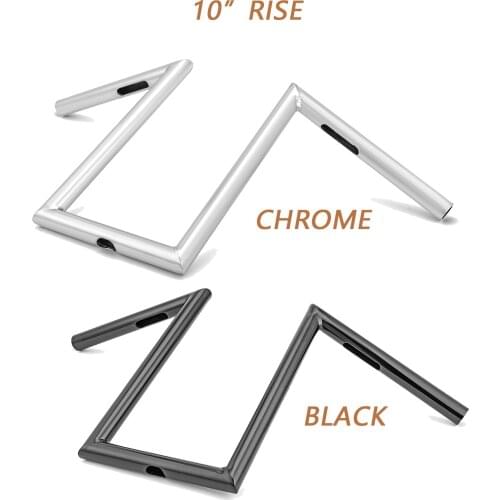 1", 10" Rise Z Style Triple Chrome Gloss Black Narrow Handlebar For Harley Most Models Or Custom Application 07-Later XL883L