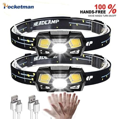 50000Lumens Ultra Bright LED Headlamp Motion Sensor Searchlight Hard Powerful Headlight USB Rechargeable Waterproof Flashlight