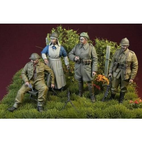 Unassambled 1/35 Together Against Blitzkrieg include 4 (NO BASE ) Resin figure miniature model kits Unpainted