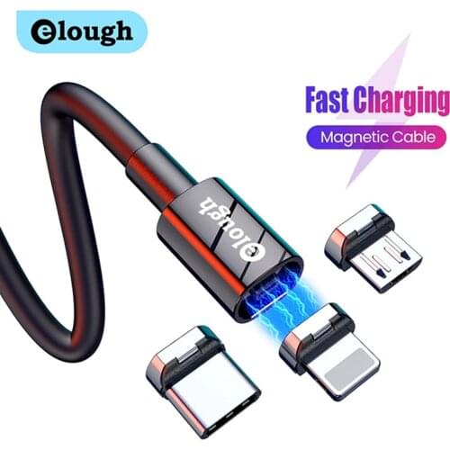 Elough Mobile Phone Charging Cable Magnetic Cable USB Type C Micro USB Charger Cord Wire for iPhone Samsung Huawei Xiaomi Redmi