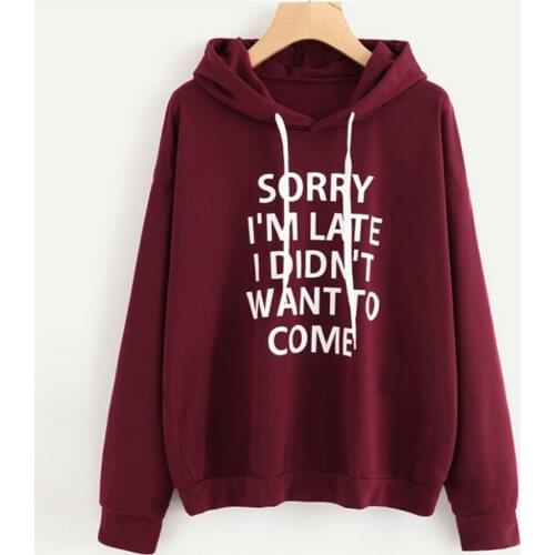Funny Letter Printed Women Fashion Hoodies Sweatshirt Female Autumn Cotton Long Sleeve Pullover Jumper Tops