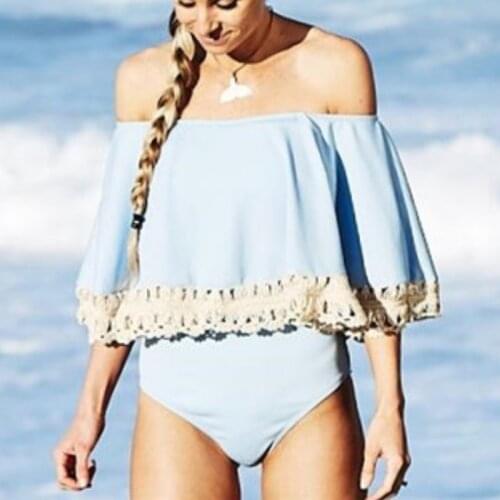 One Piece Swimwear Women Padded Female Ruffle High Waist Off Shoulder One Piece 2019 Beachwear