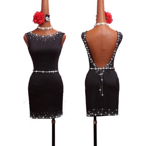 Selling Latin Dance Dresses For Women Black Club Party Dancer Singer Entertainer Performing Practice Clothes Black Dress DM1043