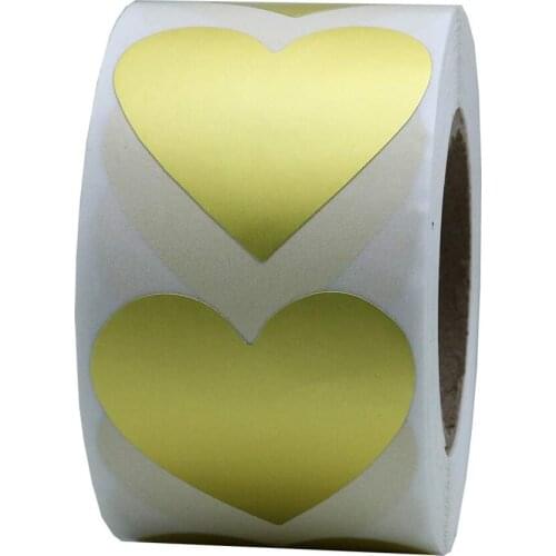 Gold Foil 2“ Seal Sticker Love Heart Label Home Party Decoration Storage Note Paper Shiny For Gift Boxes Envelops 500pcs