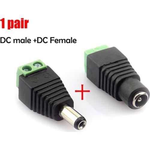 1 Pair DC Male Female Jack Plug Connector 2.1x5.5 mm Power Supply Adapter BNC for CCTV Camera LED Strip Lamp Lighting Lights