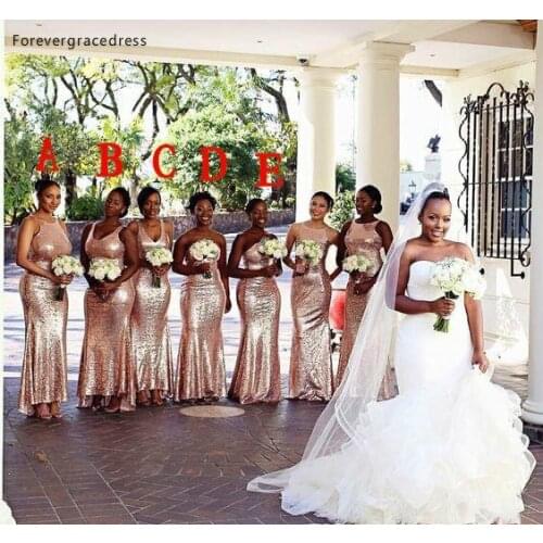 2019 Arabic South African Bridesmaid Dress Mermaid Sequin Spring Summer Formal Wedding Party Guest Maid of Honor Gown Plus Size