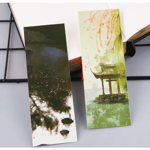 30pcs Creative Chinese Style Paper Bookmarks Painting Cards Retro Beautiful Boxed Bookmark Commemorative Gifts