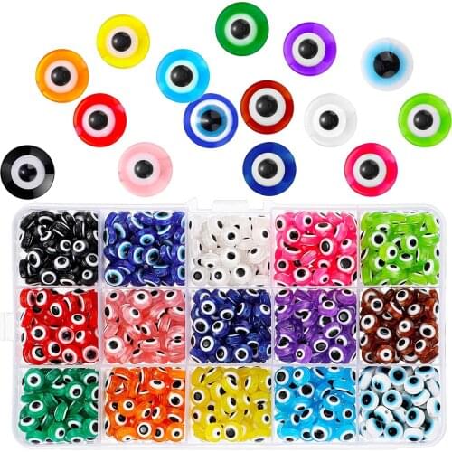 450Pcs Resin Evil Eye Beads 8mm Stripe Spacer Beads DIY Bracelet 15 Colors