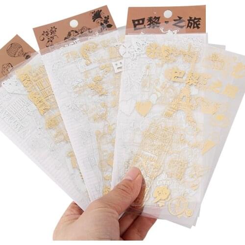 6 Sheets/pack Creative and Beautiful Handbook Decorative Diary Gold-stamping Sticker To Send Their Children Best Gift