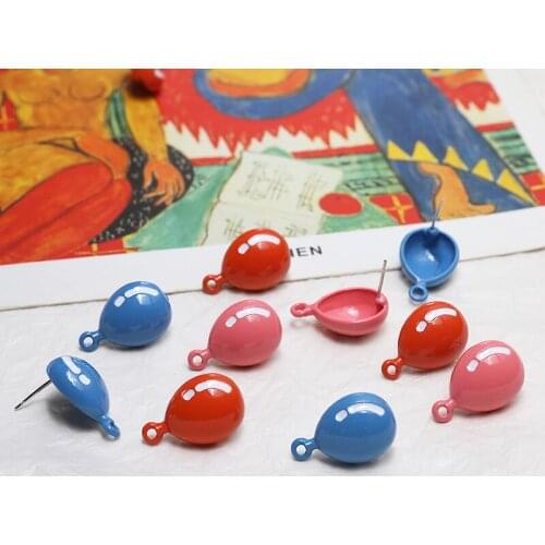 6pcs Personality Creative Alloy Oil Drop Balloon Stud Earrings for Women Vintage Belt Hanging diy Jewelry Accessories Material