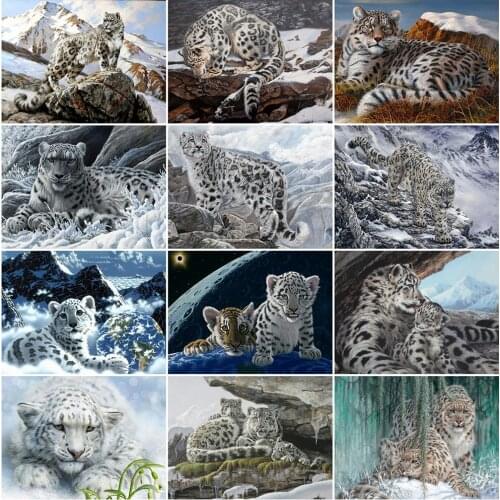 Evershine Diamond Painting Leopard Picture Of Rhinestones Diamond Embroidery Animal Winter Cross Stitch Beaded Set Handicraft