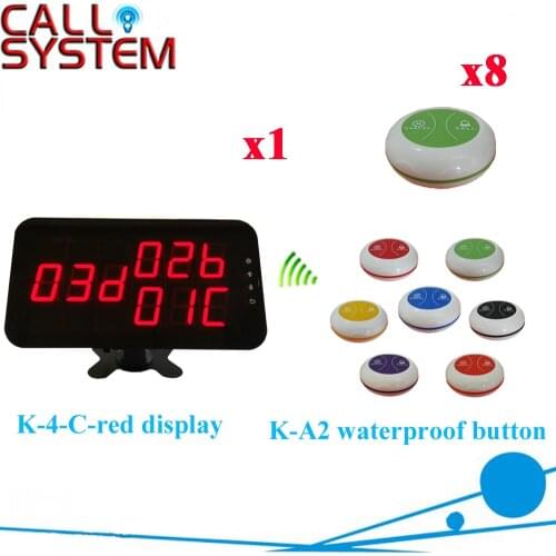 Wireless Buzzer Bell System Strong Signal 433.92MHZ Restaurant Pager By CE Passed( 1 display+8 call button )