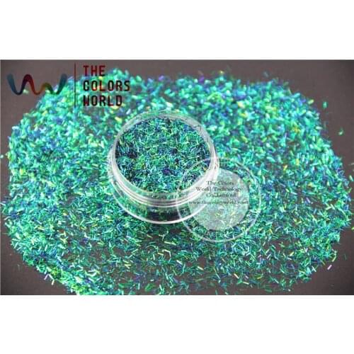 TCR402 Chameleon Glitter Green With Purple and Gold luster Strip short bar shape color 0.2*3MM Size glitter for nail Art