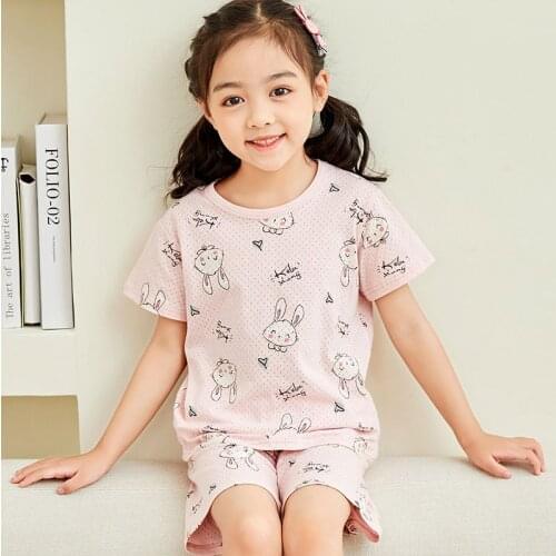 Children Pajamas Baby Clothing Set Kids Rabbit Cartoon Sleepwear Summer Cotton Nightwear Boys Girls Animal Pyjamas Pijamas Set