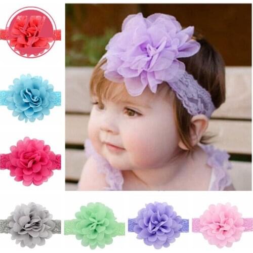 Baby Girl Elastic Hairband Children Hair Wear Flower Headband Baby Hair Accessories and Cute Lace Floral Cotton Socks set