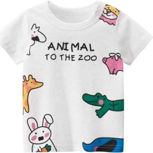 T Shirt Cartoon Animals Baby Kids Boys Girls Children Cotton Short Sleeves Summer Clothing Print Tee Toddler New 2021 Tops
