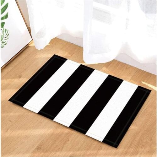 Graphics Art Print Decor Black and White Grunge Stripe Bath Rugs Non-Slip Doormat Floor Entryways Indoor Front Door Mat Kids Bat