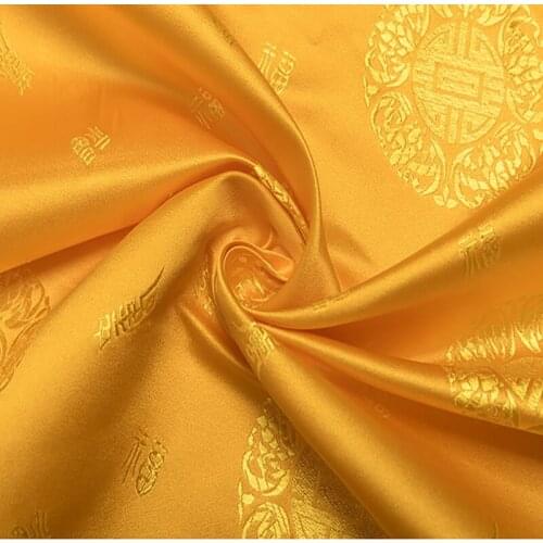 HLQON France import yellow jacquard satin brocade fabric telas patchwork cotton fashion fabric sewing felt tela tissue by meter