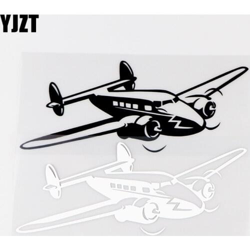 YJZT 16X6.3CM Personality Car Sticker Retro aircraft Creative Decor Vinyl Decals Black / Silver 10A-0073
