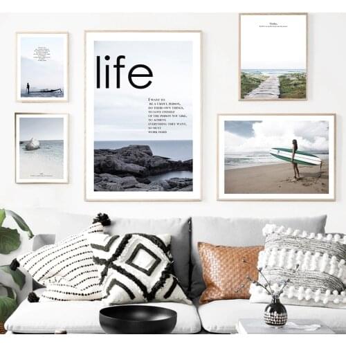 Nordic Modern Small Fresh Landscape Picture Sea View Canvas Painting Home Decoration Study Living Room Office Wall Art Poster