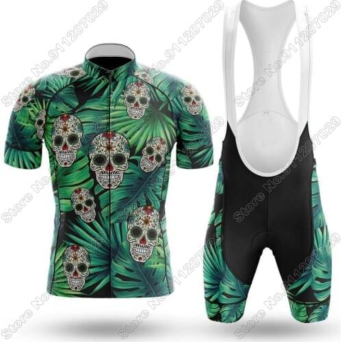Aloha Skull 2021 Cycling Jersey Set Summer Cycling Clothing Road Bike Suit Mountain Bicycle Shirt Bib Shorts MTB