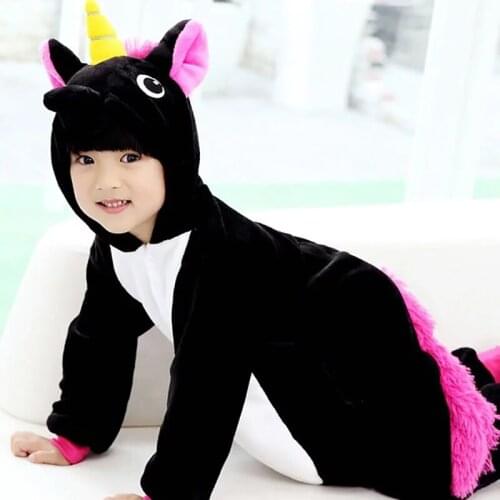 Coral Velvet One-Piece Pajamas Rainbow Star Pegasus Unicorn Animal ChildrenS Home Clothes Boys Girls One-Piece Pajamas