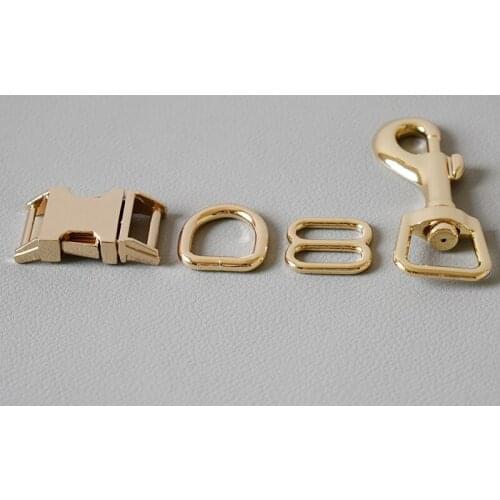 100suit 15mm Metal 8 button belt straps slider breakaway side release buckle spring hook diy dog collar leash sewing accessories