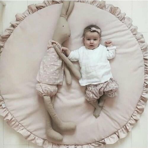 2 Colors Cute Round Quilted Play Mats Baby Crawling Carpet Kids Blanket Pad Girls Bed Room Decoration Nordic Style Photo Props